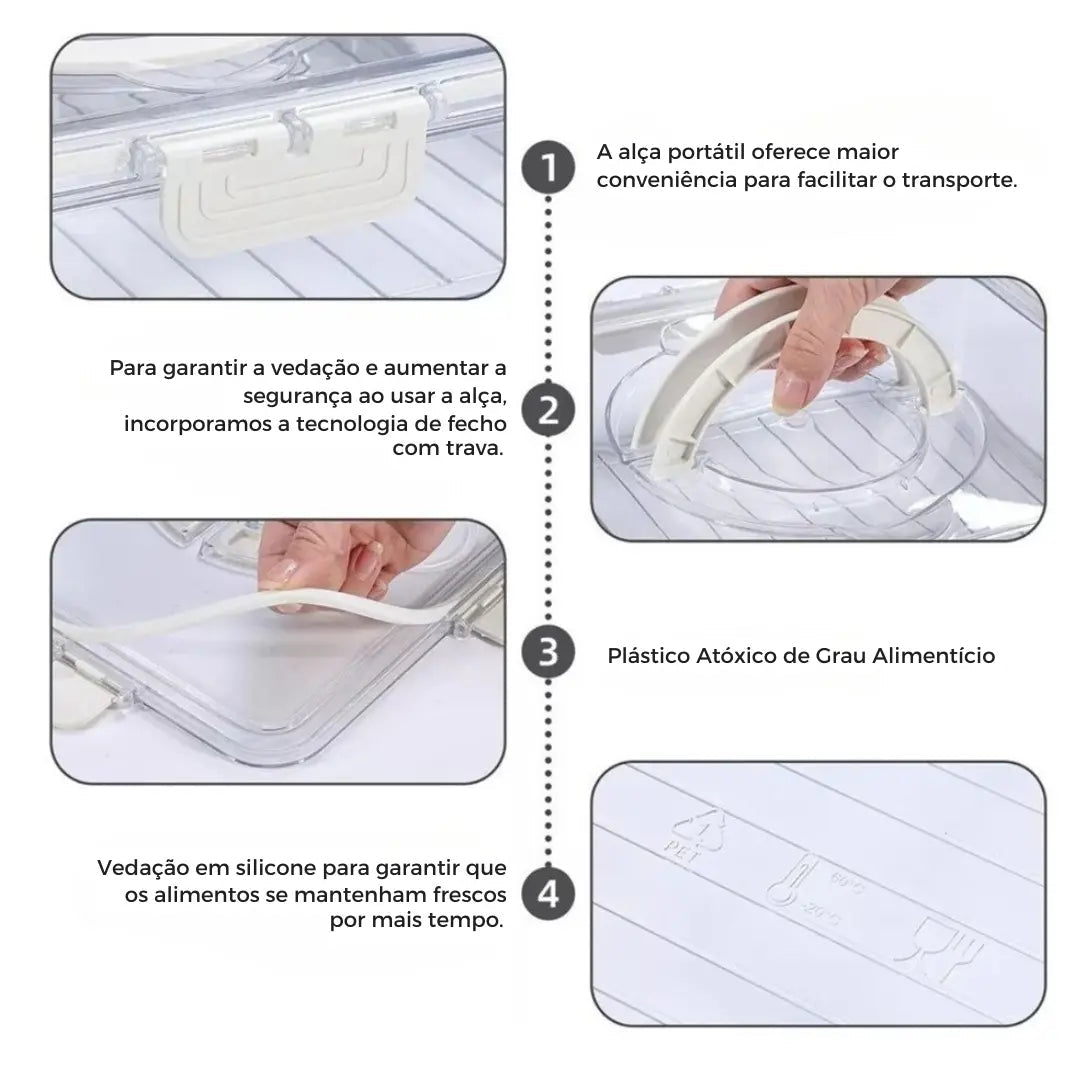 Organizador de Geladeira com Divisórias para Frutas, Legumes e Alimentos